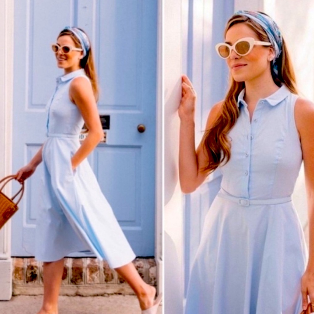 Gal Meets Glam Blue Fit & Flare Dress